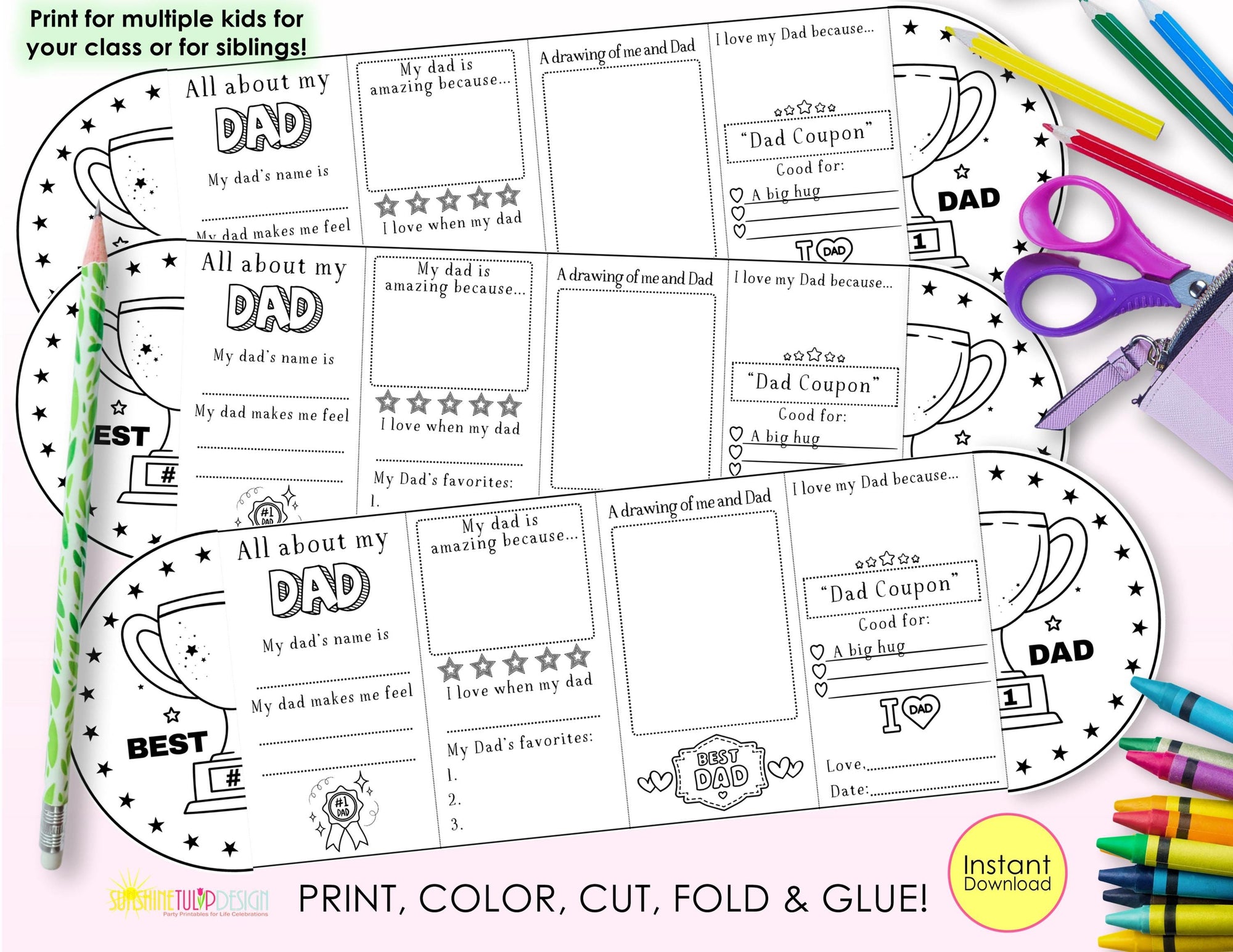 All About Dad FlipFold Fun Book| Father's Day Accordion Activity | Printable Keepsake Gift | Dad Birthday | For Dad Accordion Book