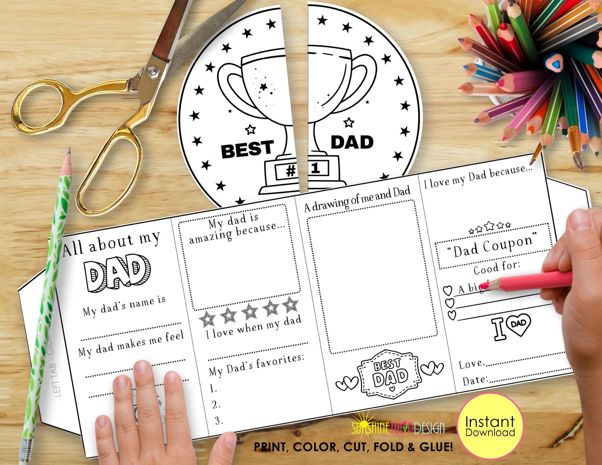 All About Dad FlipFold Fun Book| Father's Day Accordion Activity | Printable Keepsake Gift | Dad Birthday | For Dad Accordion Book