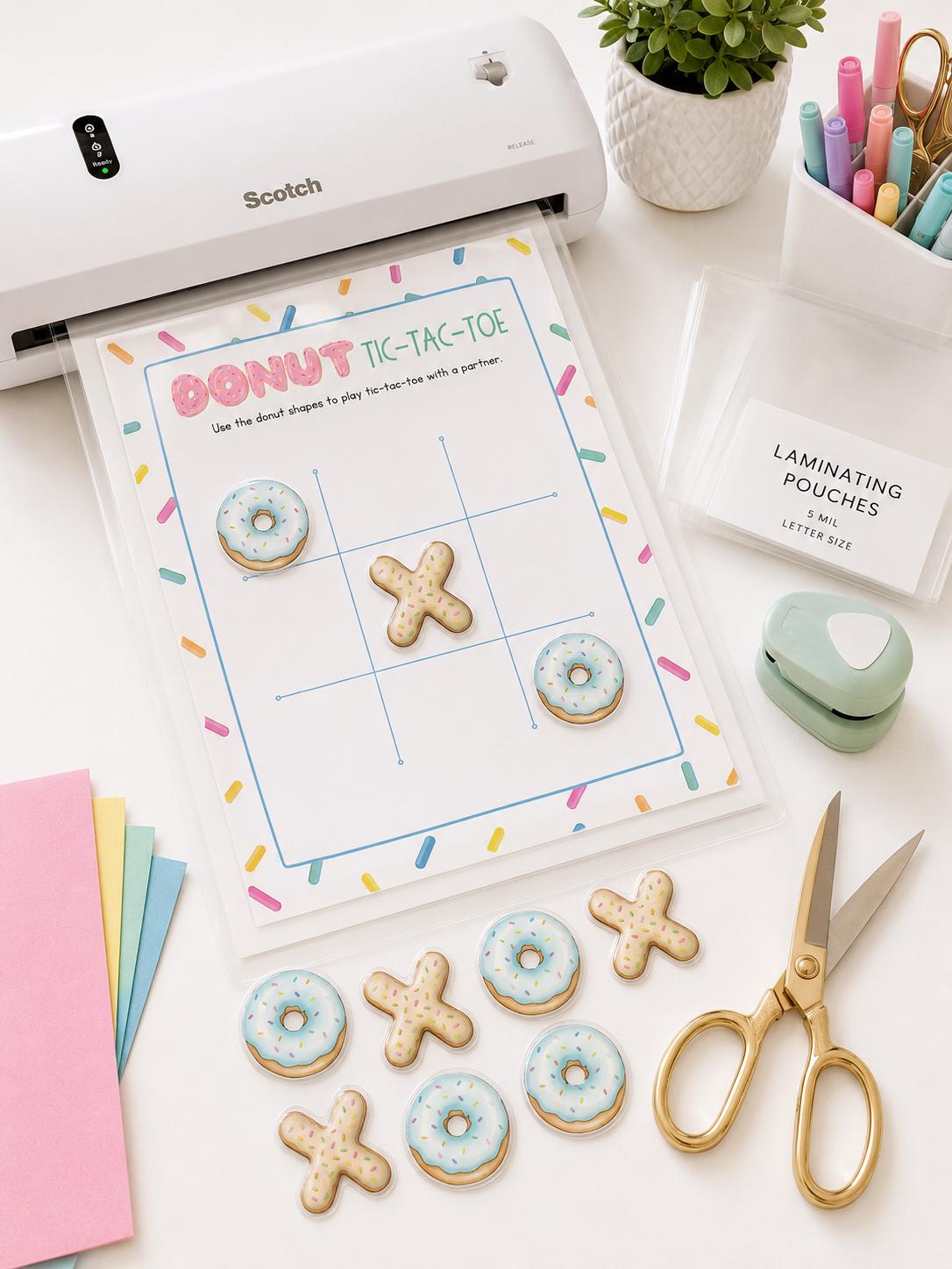 Donut Tic Tac Toe Printable Game for Kids | Donuts with Dad Activity | Classroom Center | Family Game Night | Instant Download | Color B&W