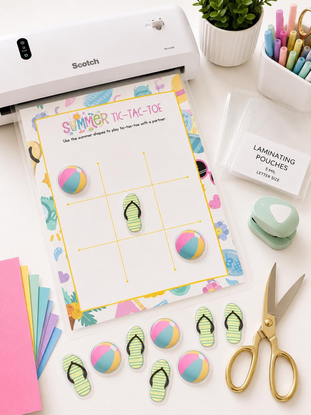 Summer Tic Tac Toe Printable Game | Tic Tac Toe Summer Activity | Classroom Center | Family Game Night | Instant Download | Color B&W