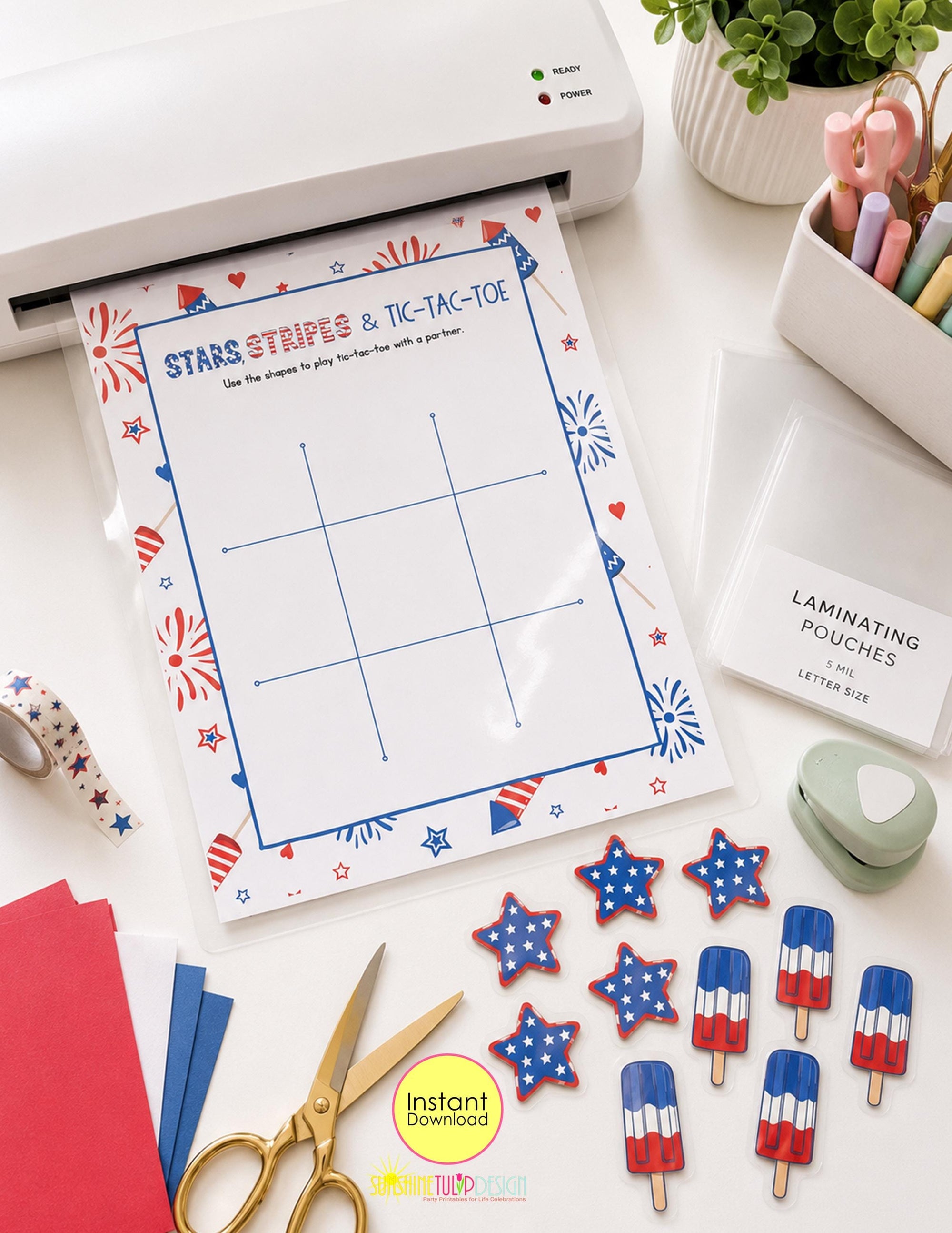 Stars, Stripes & Tic Tac Toe Printable Game | Tic Tac Toe 4th of July Activity | Summer BBQ Party Game | Road Trip Family Night Game