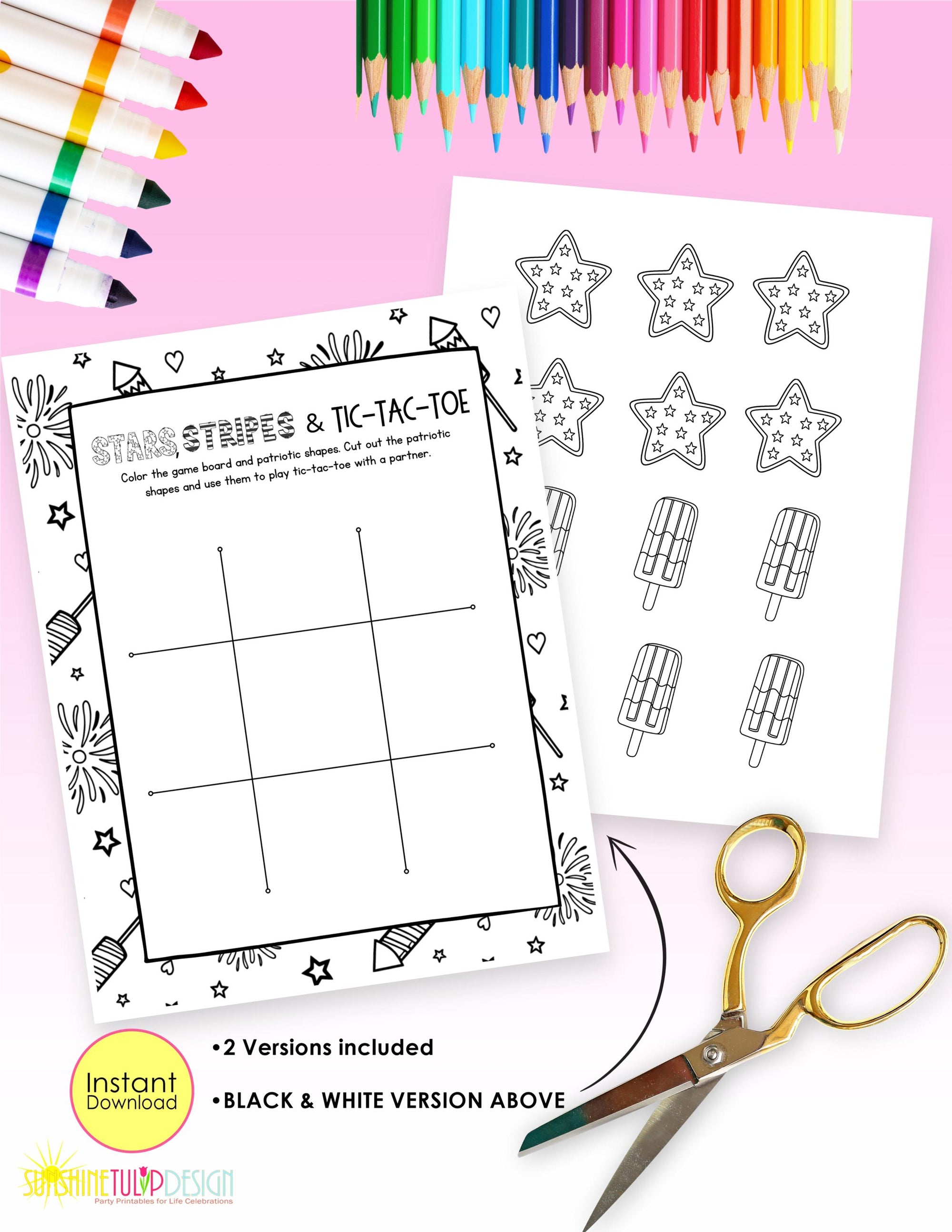 Stars, Stripes & Tic Tac Toe Printable Game | Tic Tac Toe 4th of July Activity | Summer BBQ Party Game | Road Trip Family Night Game