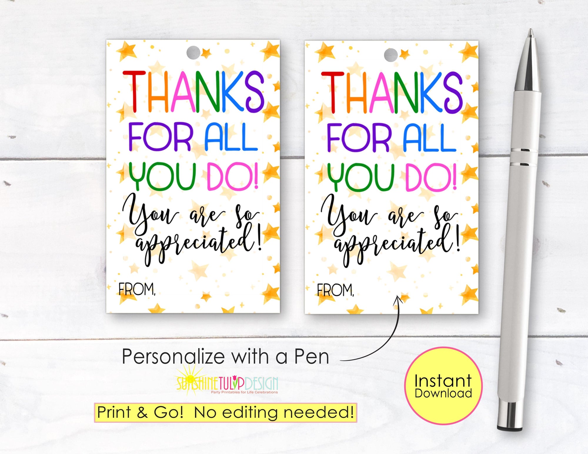 Printable Volunteer Tag | Thank you Tag | Volunteer Appreciation | Parent, PTA, Field Trip Parent, Staff, Employee, Nurse, Bus Driver