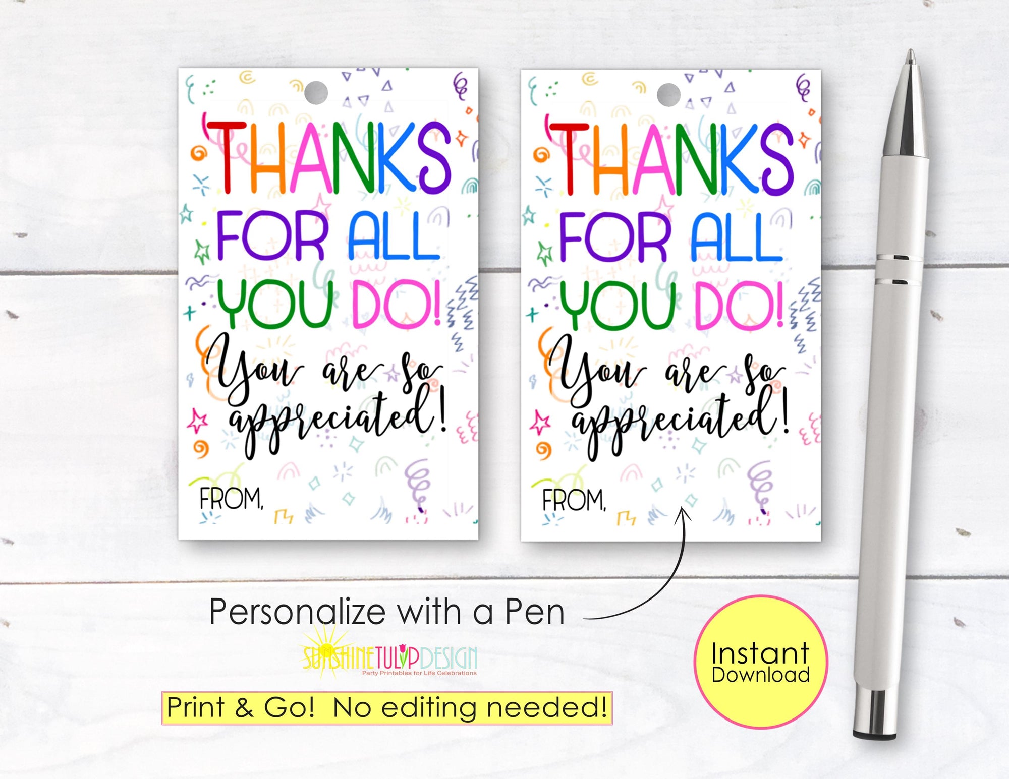 Printable Volunteer Tag | Thank you Tag | Volunteer Appreciation | Parent, PTA, Field Trip Parent, Staff, Employee, Nurse, Bus Driver