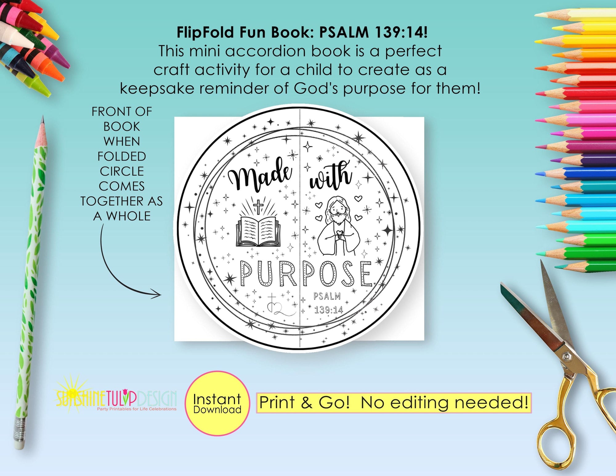 Fearfully and Wonderfully Made Activity Printable | Psalm 139:14 Christian Accordion Activity | Sunday School Bible Lesson Accordion Book