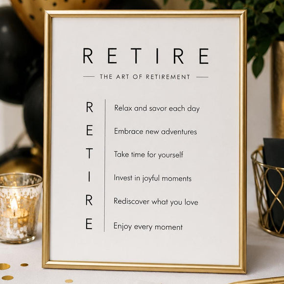 RETIRE The Art of Retirement Printable Sign | Retirement Party Decor | Retirement Gift Printable | Retirement Keepsake | 5x7 & 8x10