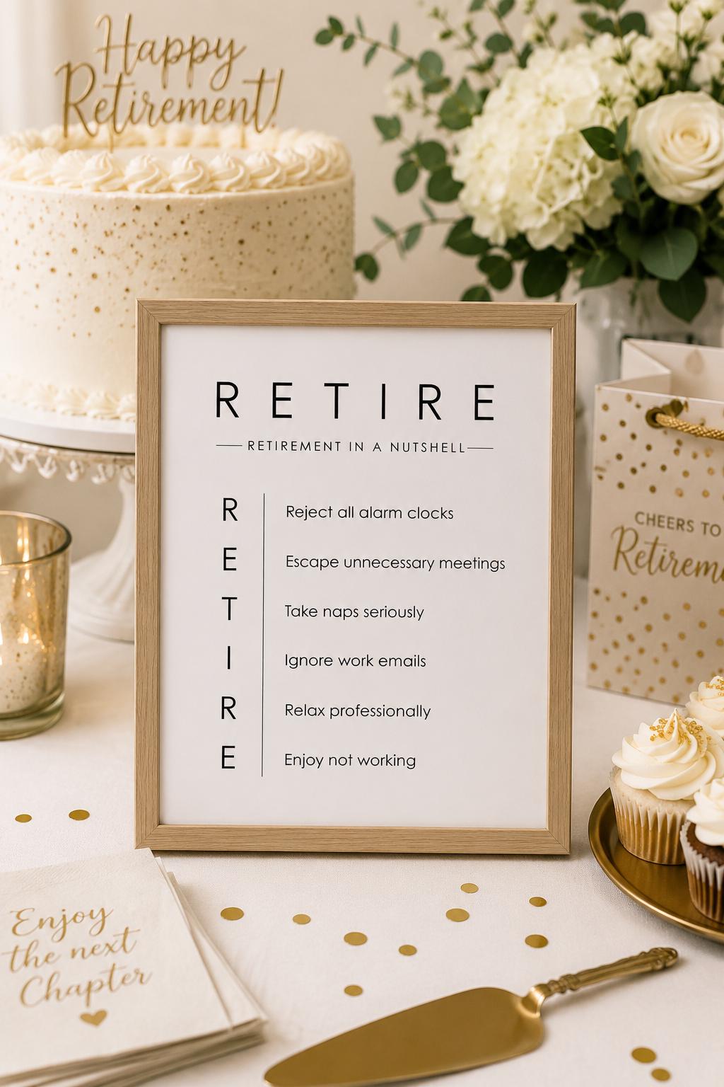 Retirement Funny Printable Sign | Retirement in a Nutshell | Retirement Party Decor | Coworker Retirement Gift | Retirement Rules 5x7 & 8x10