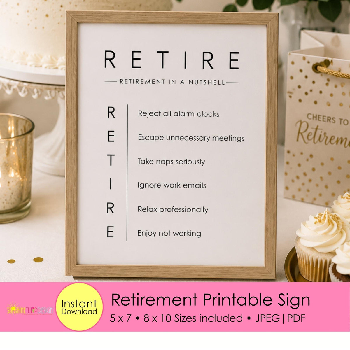Retirement Funny Printable Sign | Retirement in a Nutshell | Retirement Party Decor | Coworker Retirement Gift | Retirement Rules 5x7 & 8x10