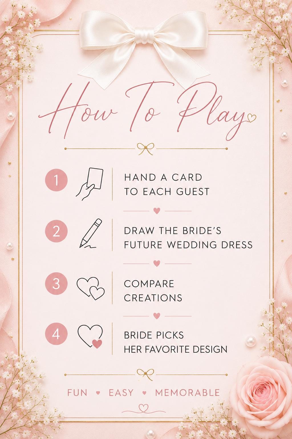 Guess the Dress Bridal Shower Game Printable | Bridal Shower Games Activity | Coquette Bow Bridal Shower Decor | Pink White Kraft Paper