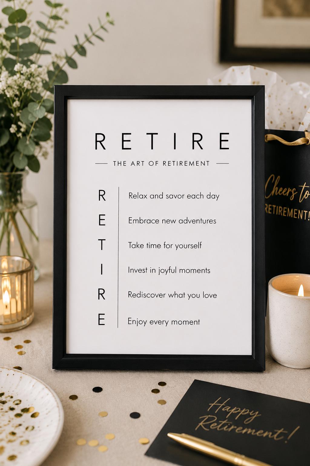 RETIRE The Art of Retirement Printable Sign | Retirement Party Decor | Retirement Gift Printable | Retirement Keepsake | 5x7 & 8x10