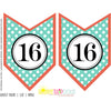 Printable 16th Birthday Party Banner, Sweet 16 Birthday Banner,  Coral & Aqua Chevron Banner by SUNSHINETULIPDESIGN - Sunshinetulipdesign - 2