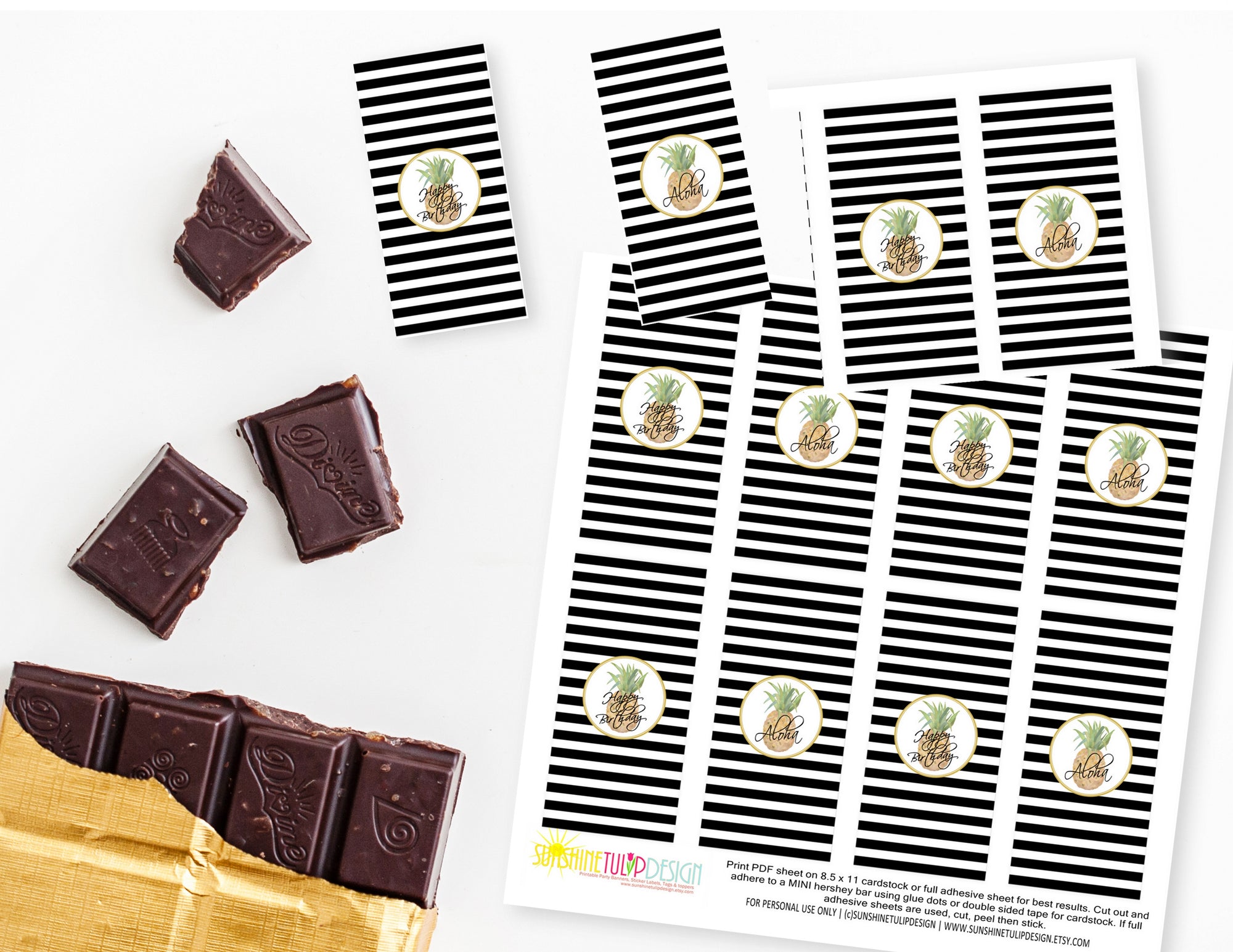 Printable Party Like A Pineapple Birthday Party Package, Aloha Tropical Party Decorations by SUNSHINETULIPDESIGN