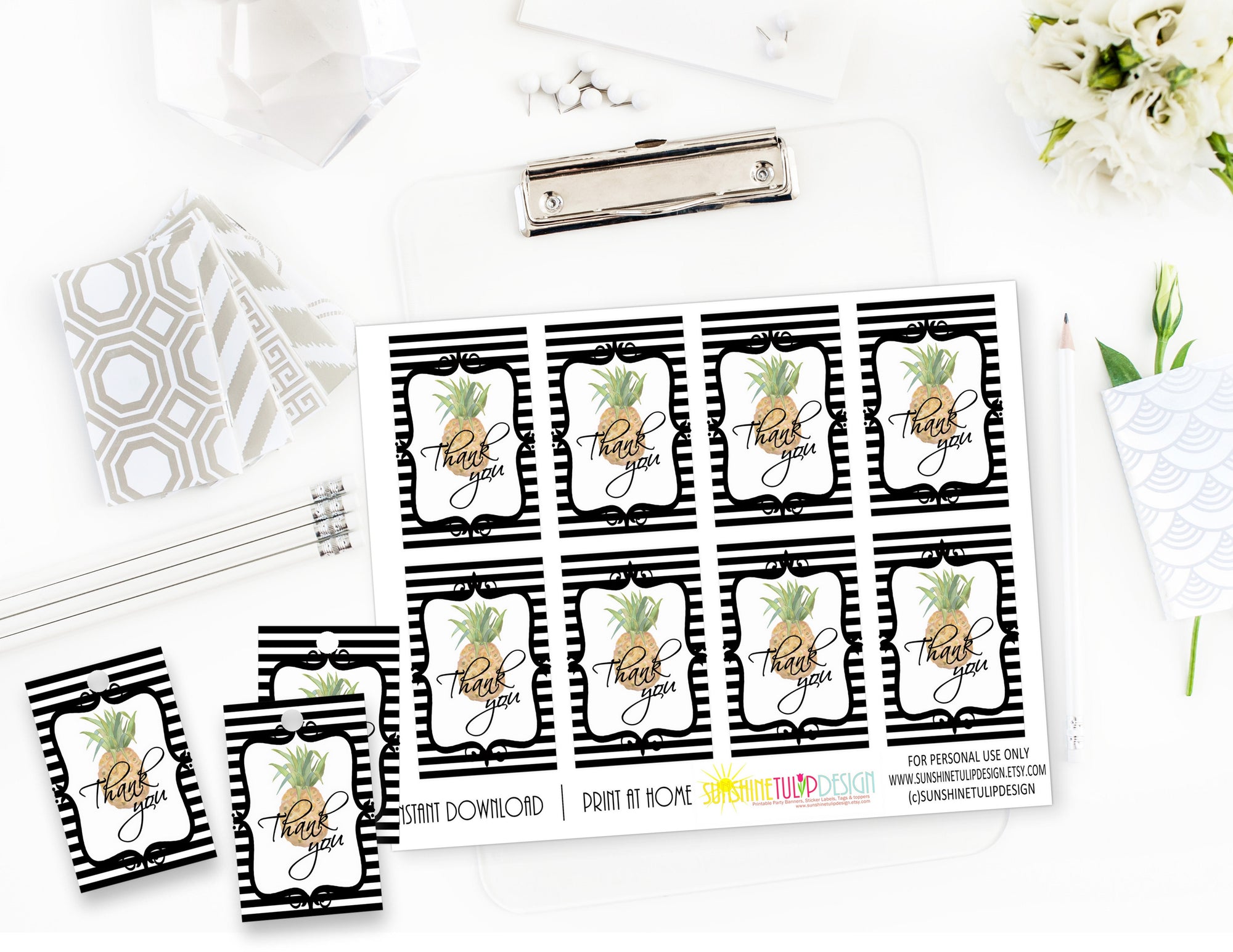 Printable Party Like A Pineapple Birthday Party Package, Aloha Tropical Party Decorations by SUNSHINETULIPDESIGN