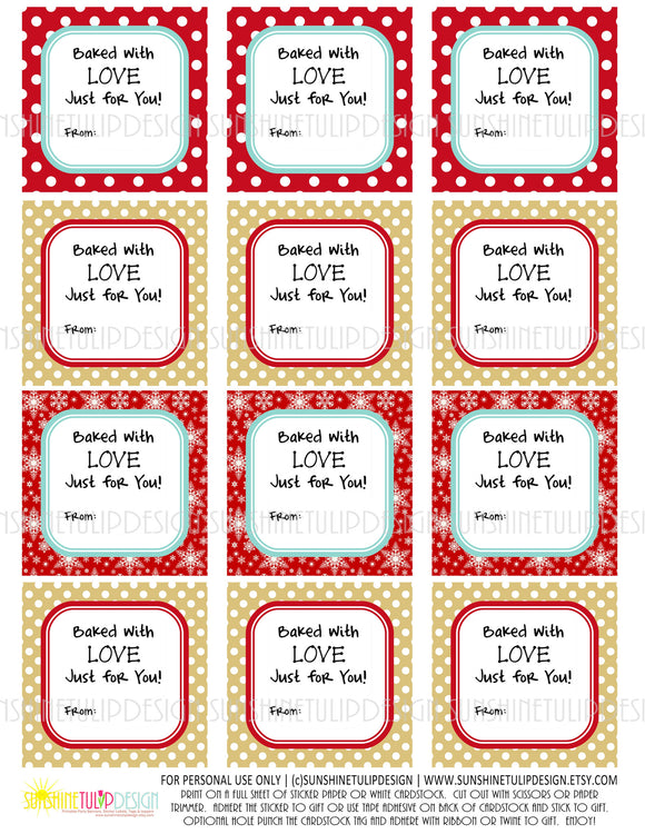 Printable Gold Chevron Christmas Gift Tags, Christmas Labels, Red and -  Sunshinetulipdesign