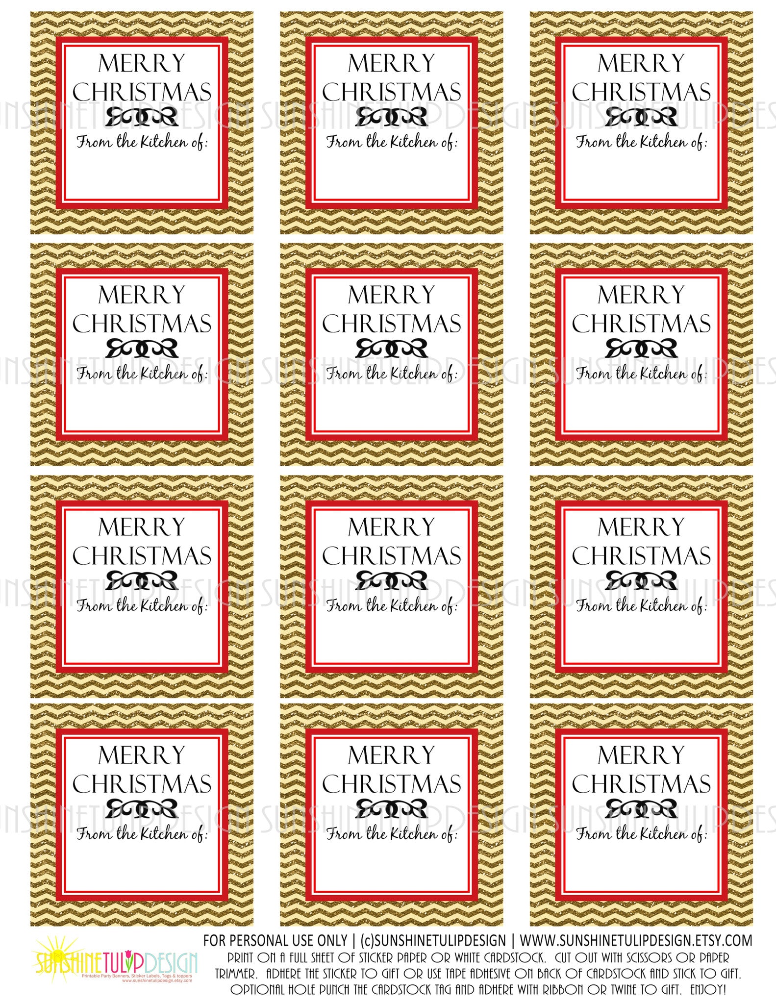 PRINTABLE Christmas Gift Labels Stickers Tags - To From Christmas