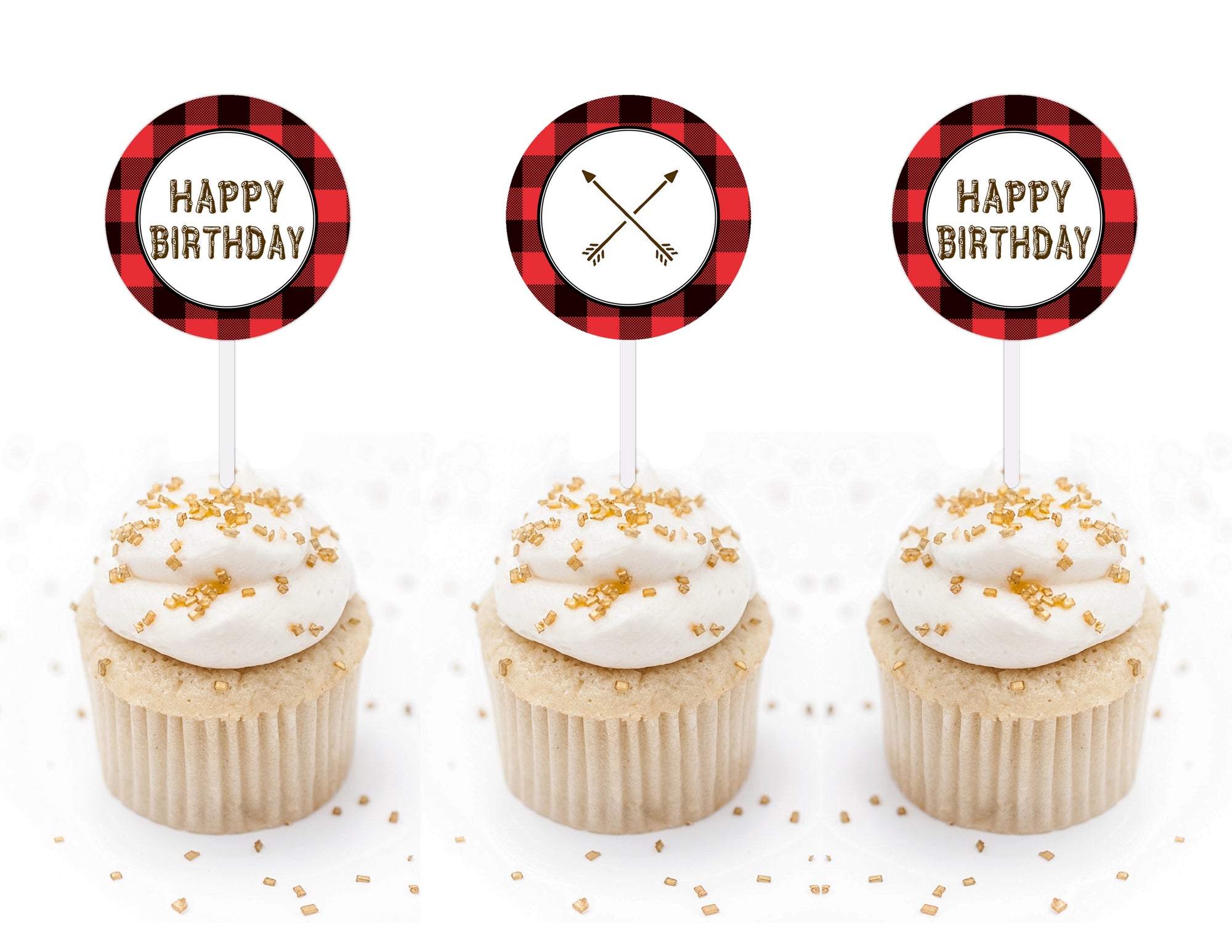 Printable Buffalo Plaid Camping Birthday Party Package, Campout Birthday Party Decorations by SUNSHINETULIPDESIGN