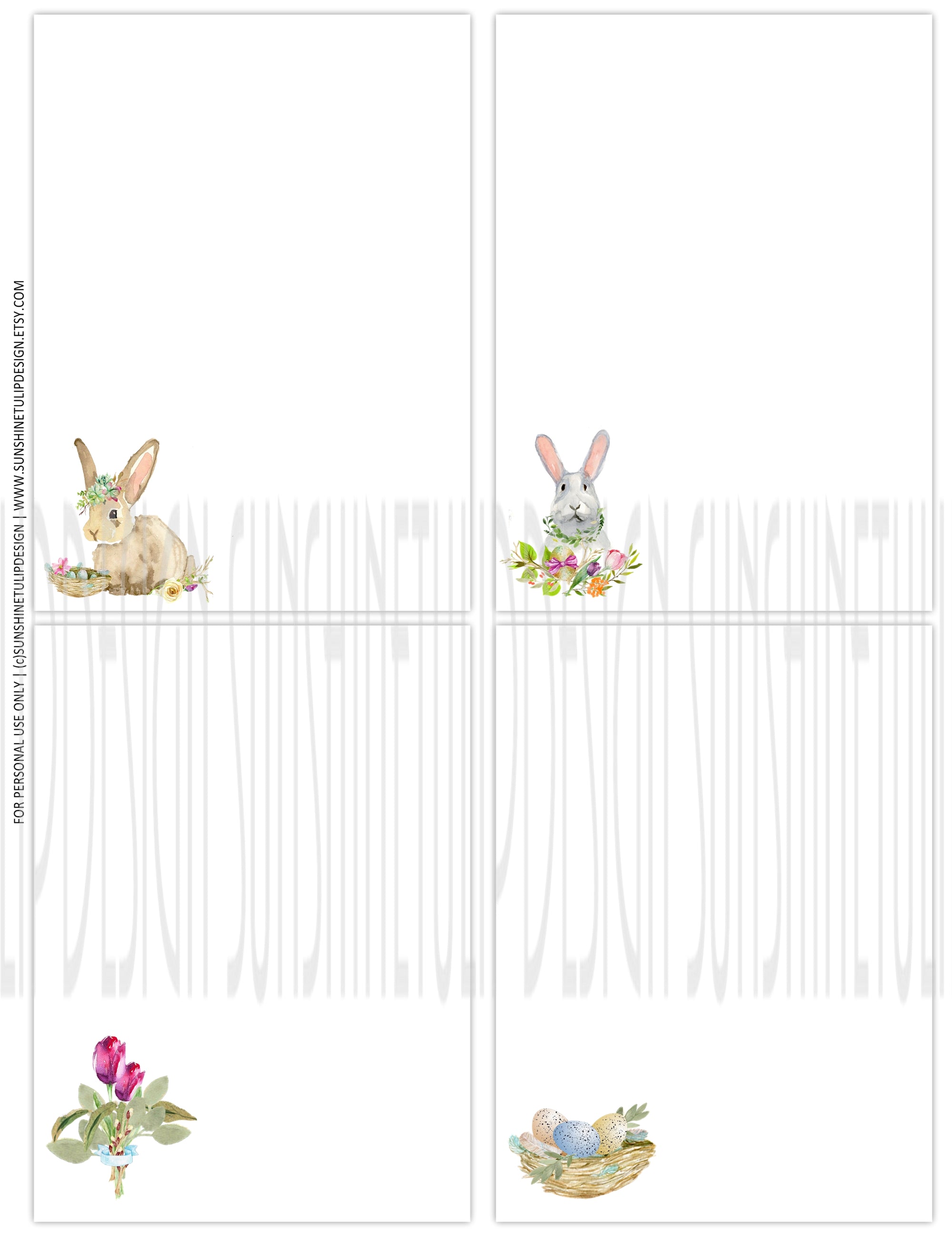 Printable Bunny and Floral Food Label Tent Cards, Easter, Holiday & All Occasion by SUNSHINETULIPDESIGN
