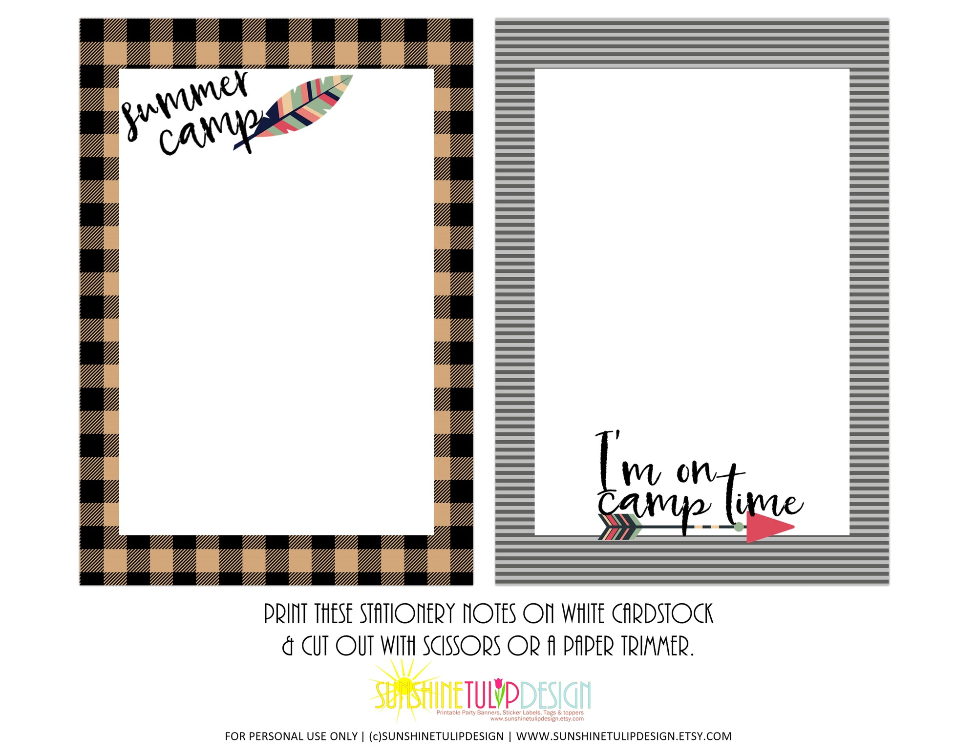 Printable Camp Care Package Stationery by Sunshinetulipdesign