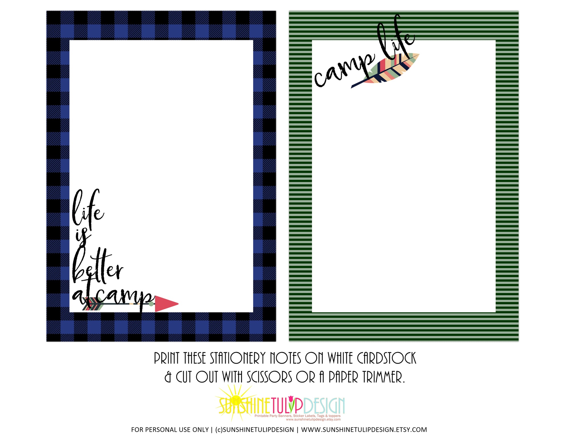 Printable Camp Care Package Stationery by Sunshinetulipdesign