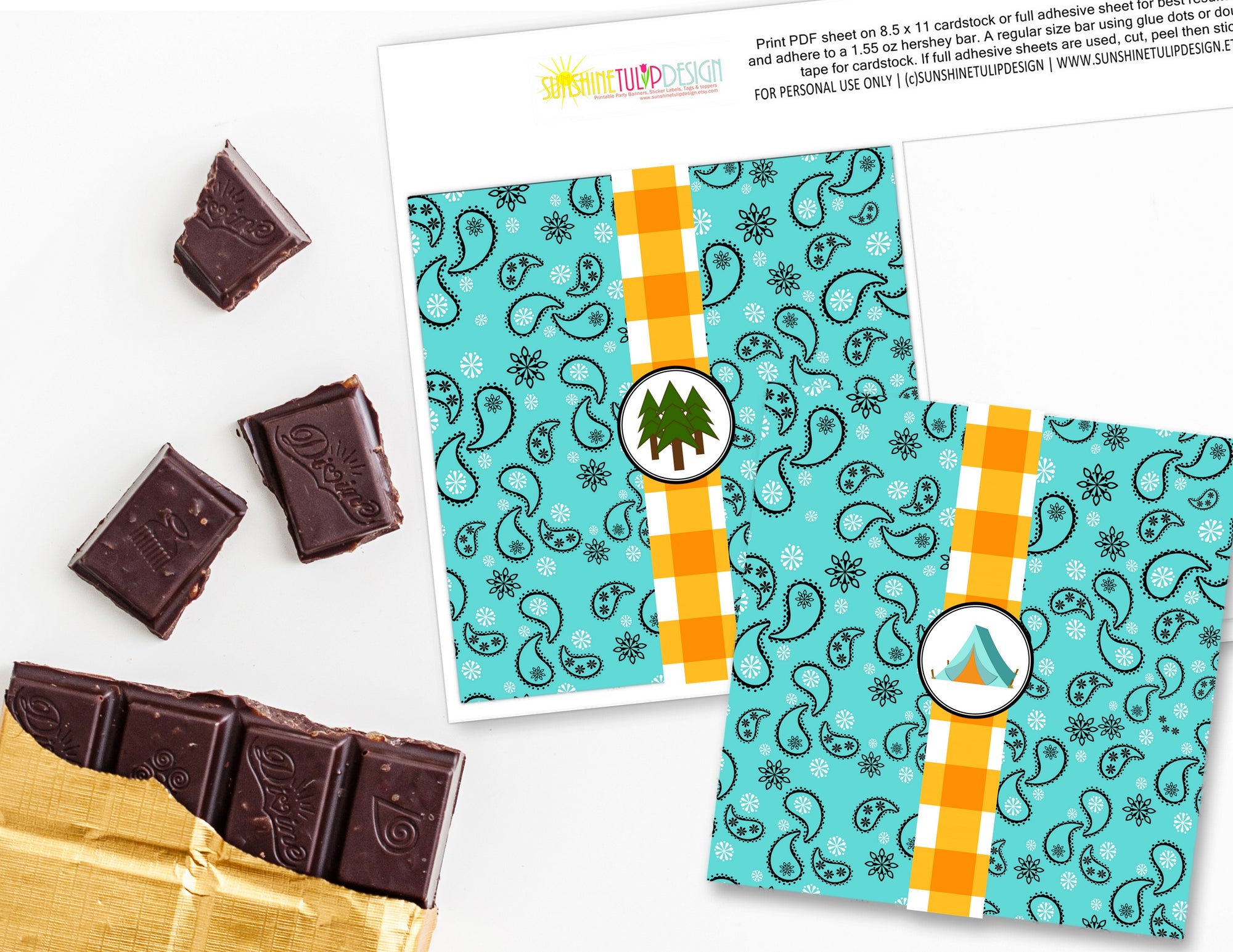 Printable Camping Birthday Hershey Bar Wrappers