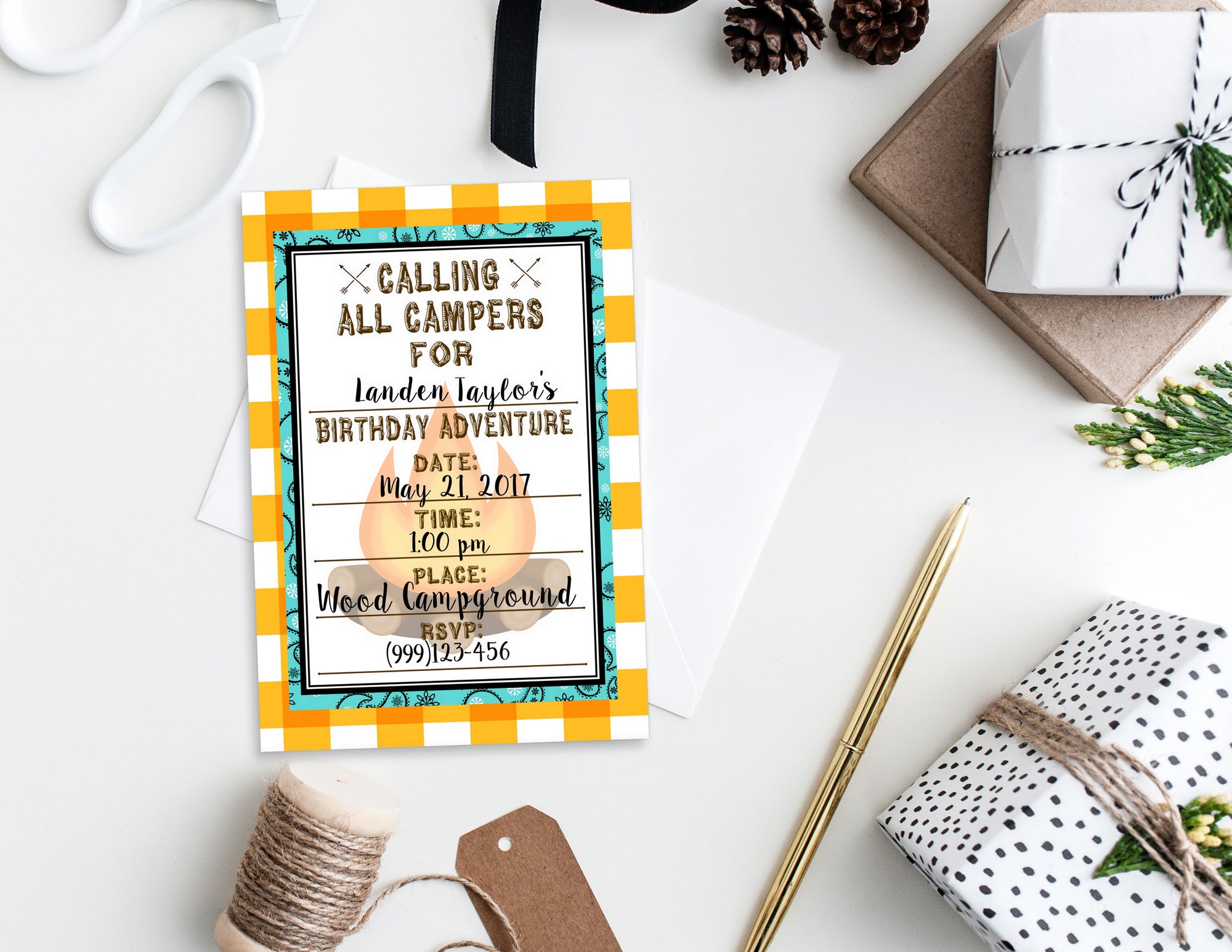 Printable Camping Birthday Party Invitation