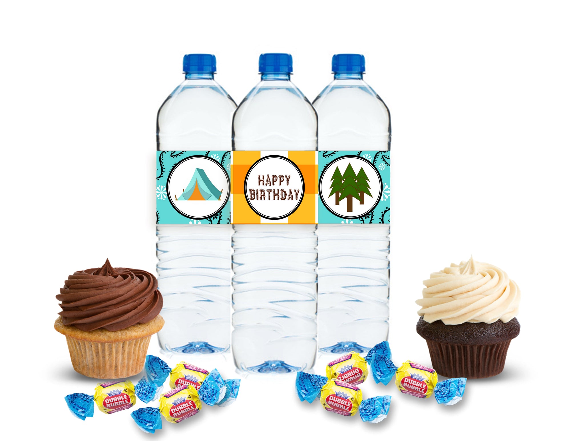 Printable Camping Birthday Water Bottle Wraps
