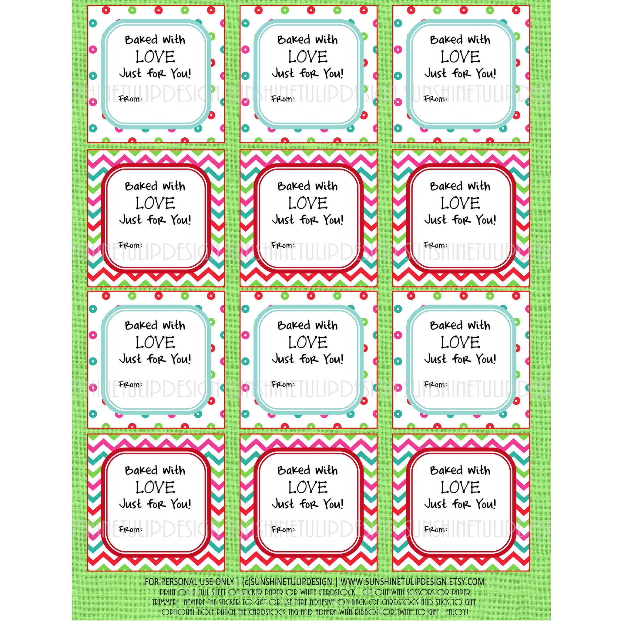 printable christmas food labels, baked with love christmas gift tags & sticker labels