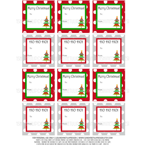 Printable Christmas Gift Tags, Christmas Labels, Red and Green Christmas Tags - Sunshinetulipdesign - 1