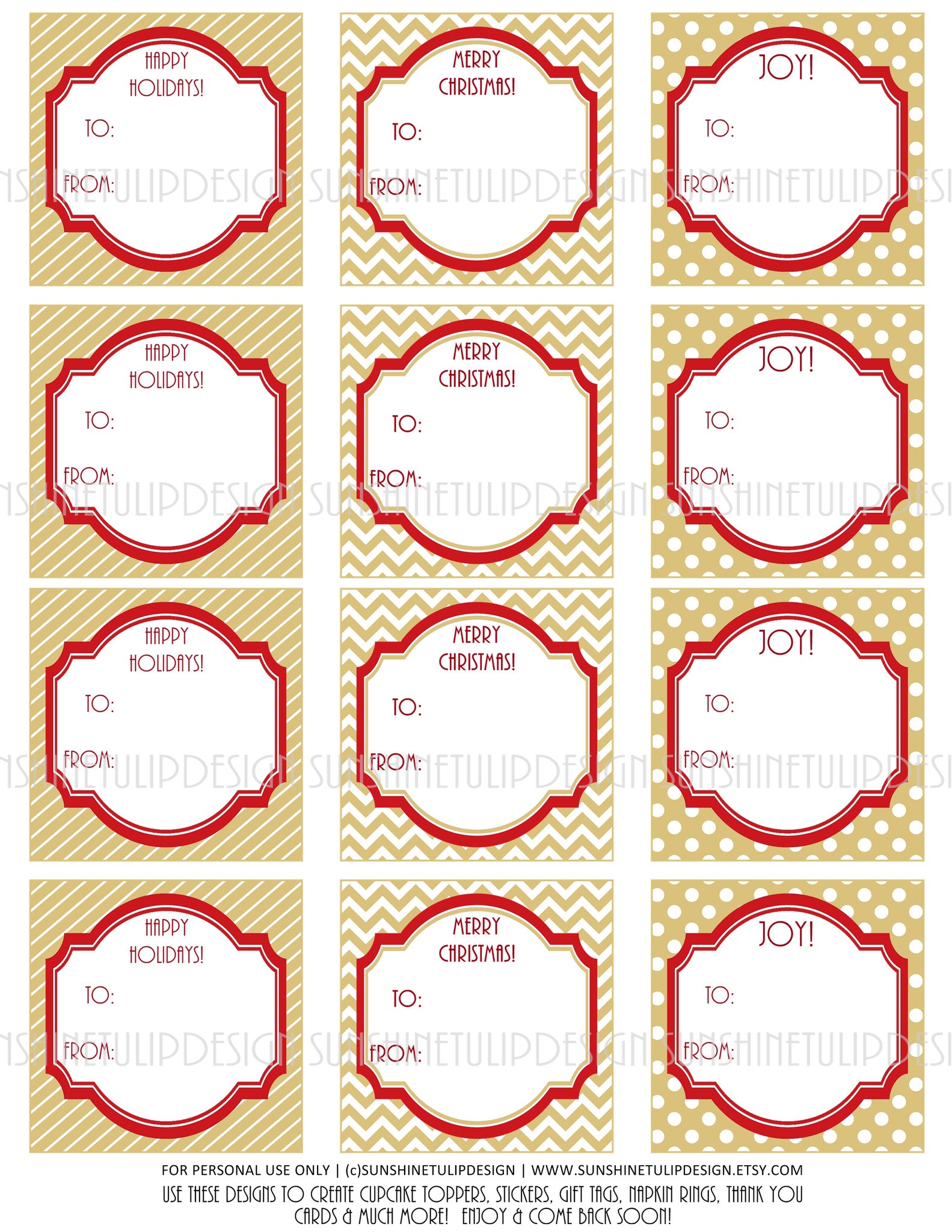 Printable Gold Chevron Christmas Gift Tags, Christmas Labels, Red and - Sunshinetulipdesign printable-gold-chevron-christmas-gift-tags-christmas-labels-red-and-sunshinetulipdesign