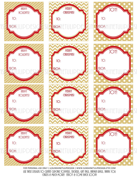 Colorful Christmas Tags  Set of 10 Festive Christmas Labels and Tags –  Sunshine Parties