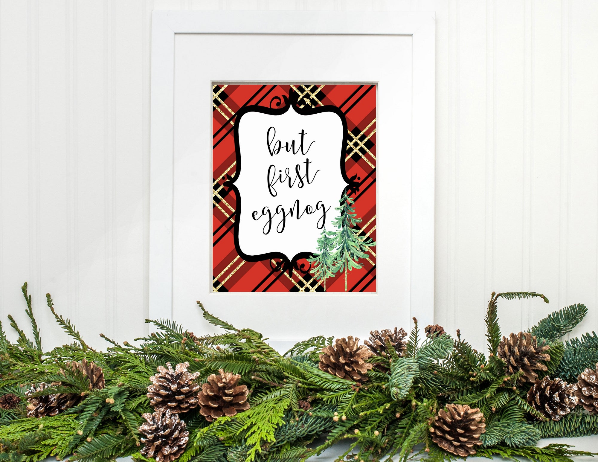Printable Christmas Plaid Tartan Collection, Eggnog Bar Party Package by Sunshinetulipdesign
