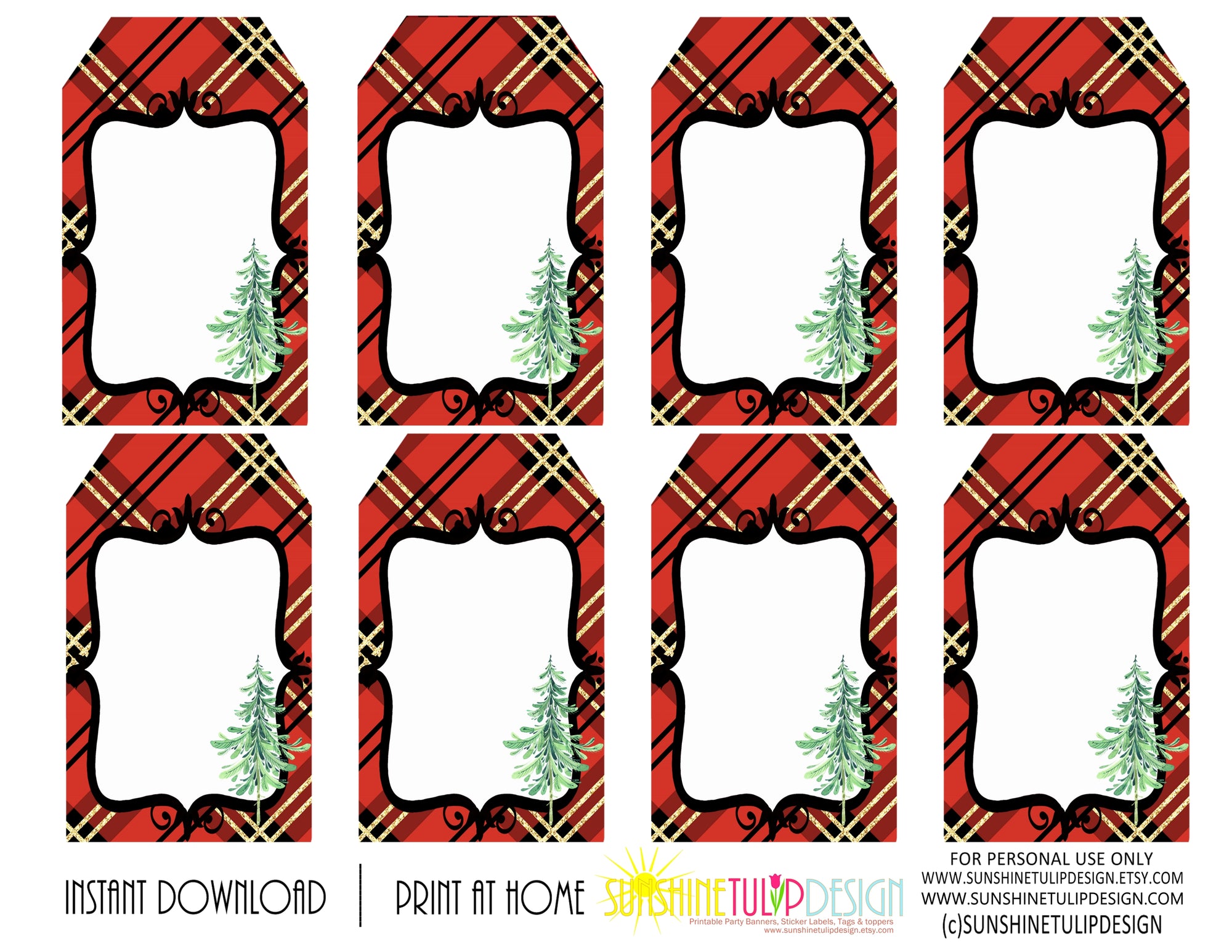 Printable Christmas Plaid Tartan Collection, Eggnog Bar Party Package by Sunshinetulipdesign