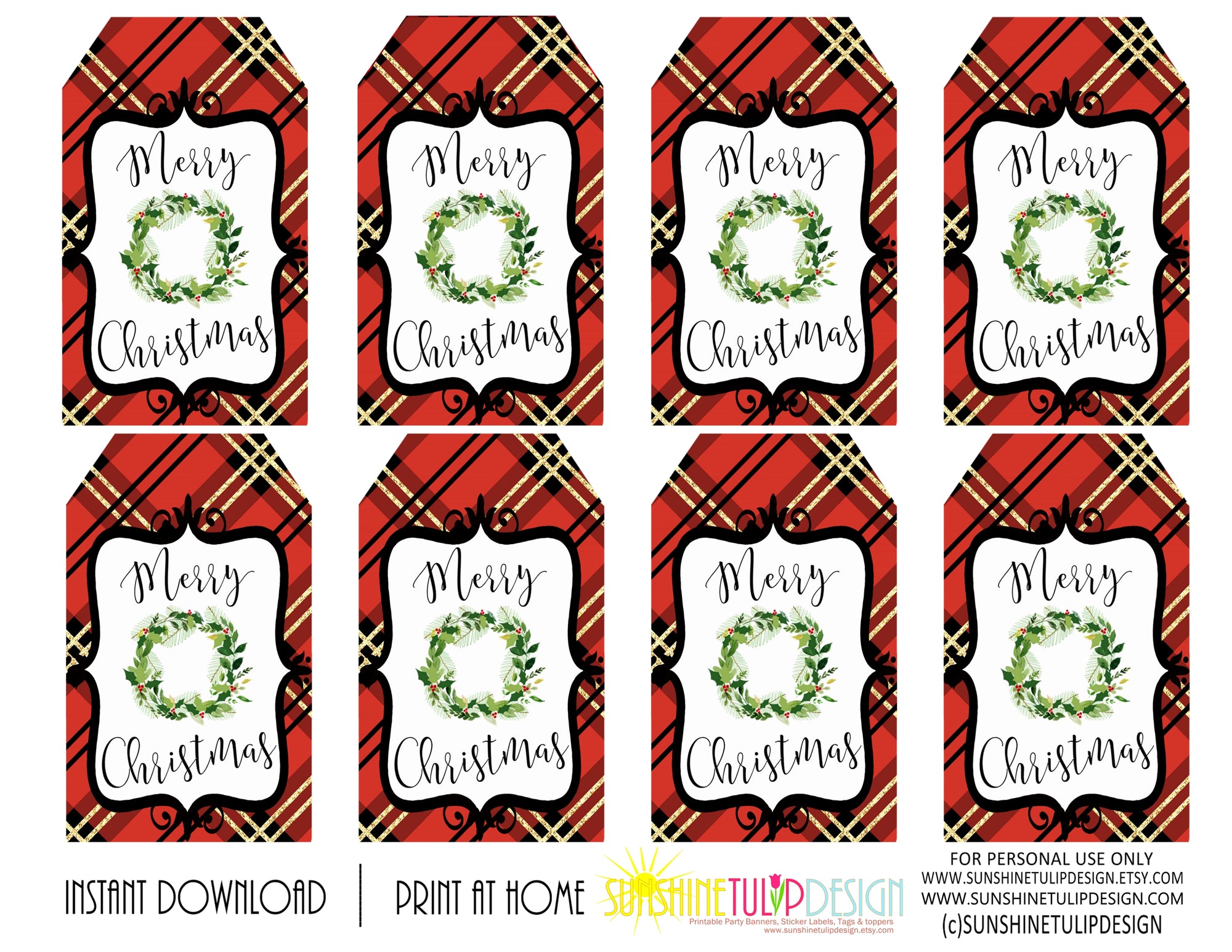 Printable Christmas Plaid Tartan Collection, Eggnog Bar Party Package by Sunshinetulipdesign