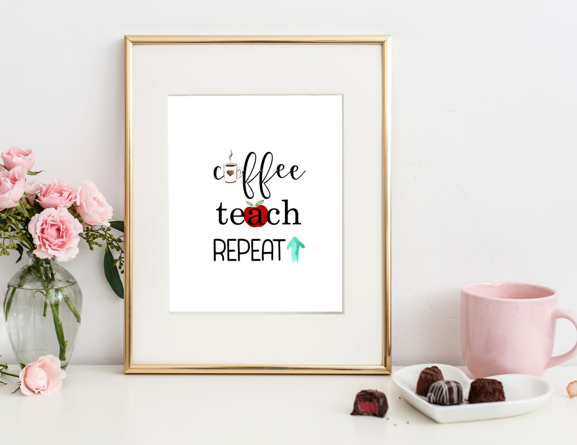 Printable Teacher Coffee Art, Teacher Appreciation Wall Decor by SUNSHINETULIPDESIGN