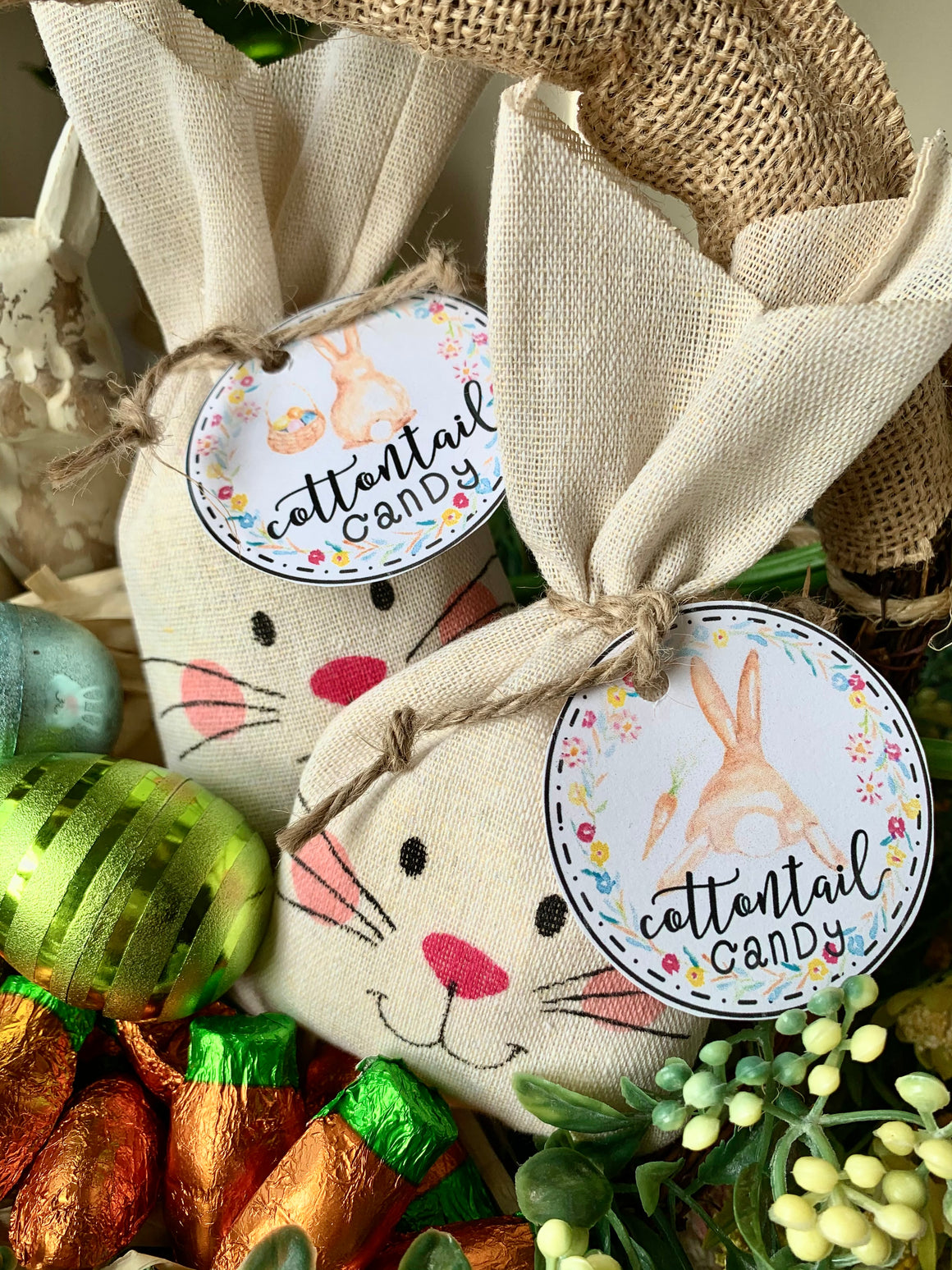 Printable Bunny Gift Tags, Cottontail Candy Gift Tags by SUNSHINETULIPDESIGN
