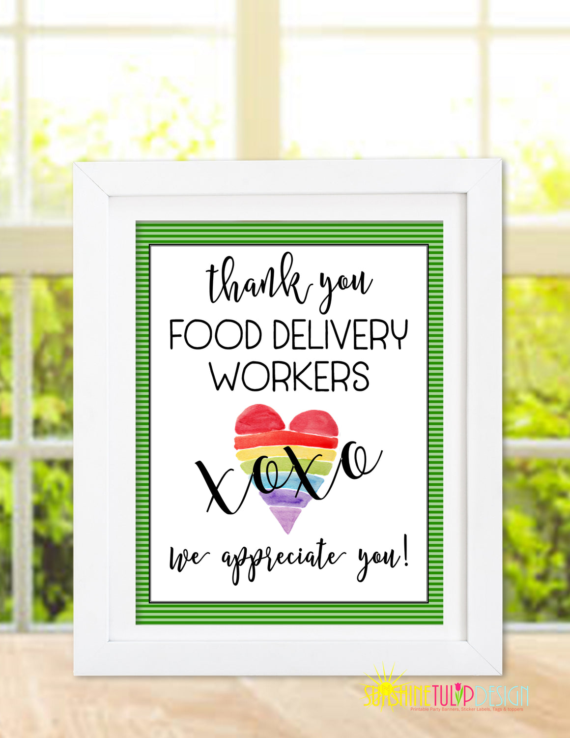 Printable Sign for Essential Workers, Food Delivery Drivers by Sunshinetulipdesign