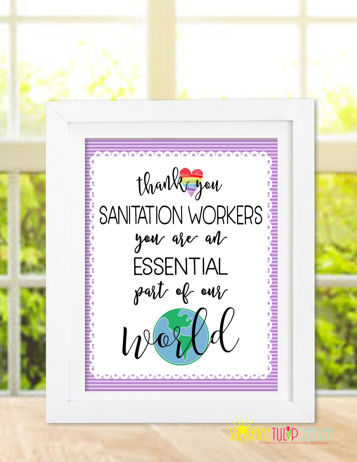 Printable Sign for Essential Workers, Sanitation Workers by Sunshinetulipdesign