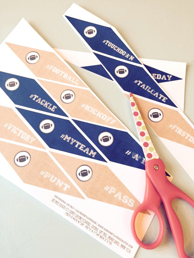 Printable Blue Football Pennants Picks, Football Tailgate Toppers, Football Birthday Picks & Toppers by Sunshinetulipdesign - Sunshinetulipdesign - 4