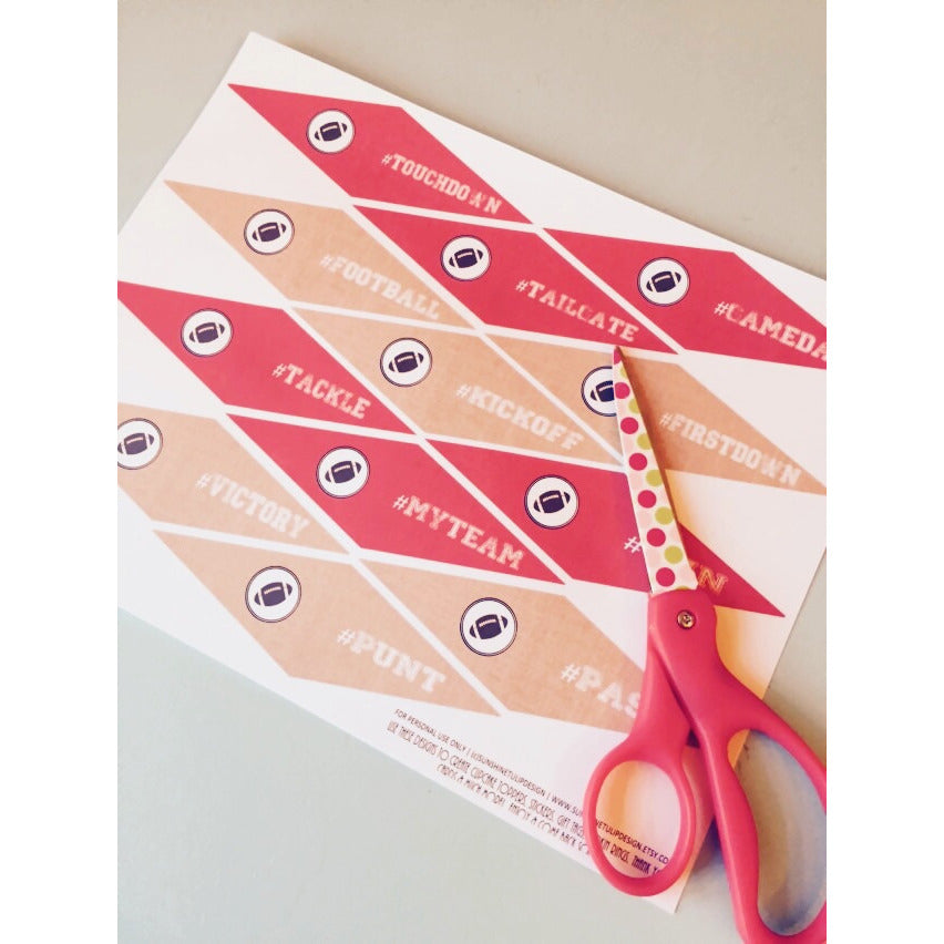 Printable Red Football Pennants Picks, Football Tailgate Toppers, Football Birthday Picks & Toppers by Sunshinetulipdesign - Sunshinetulipdesign - 4