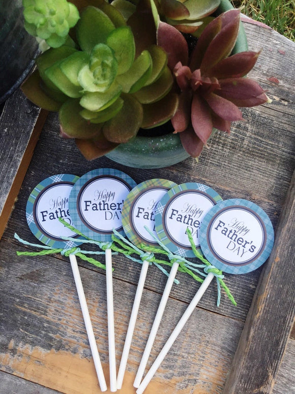 Printable Father's Day Cupcake Toppers, Father's Day Party Favor Tags by SUNSHINETULIPDESIGN