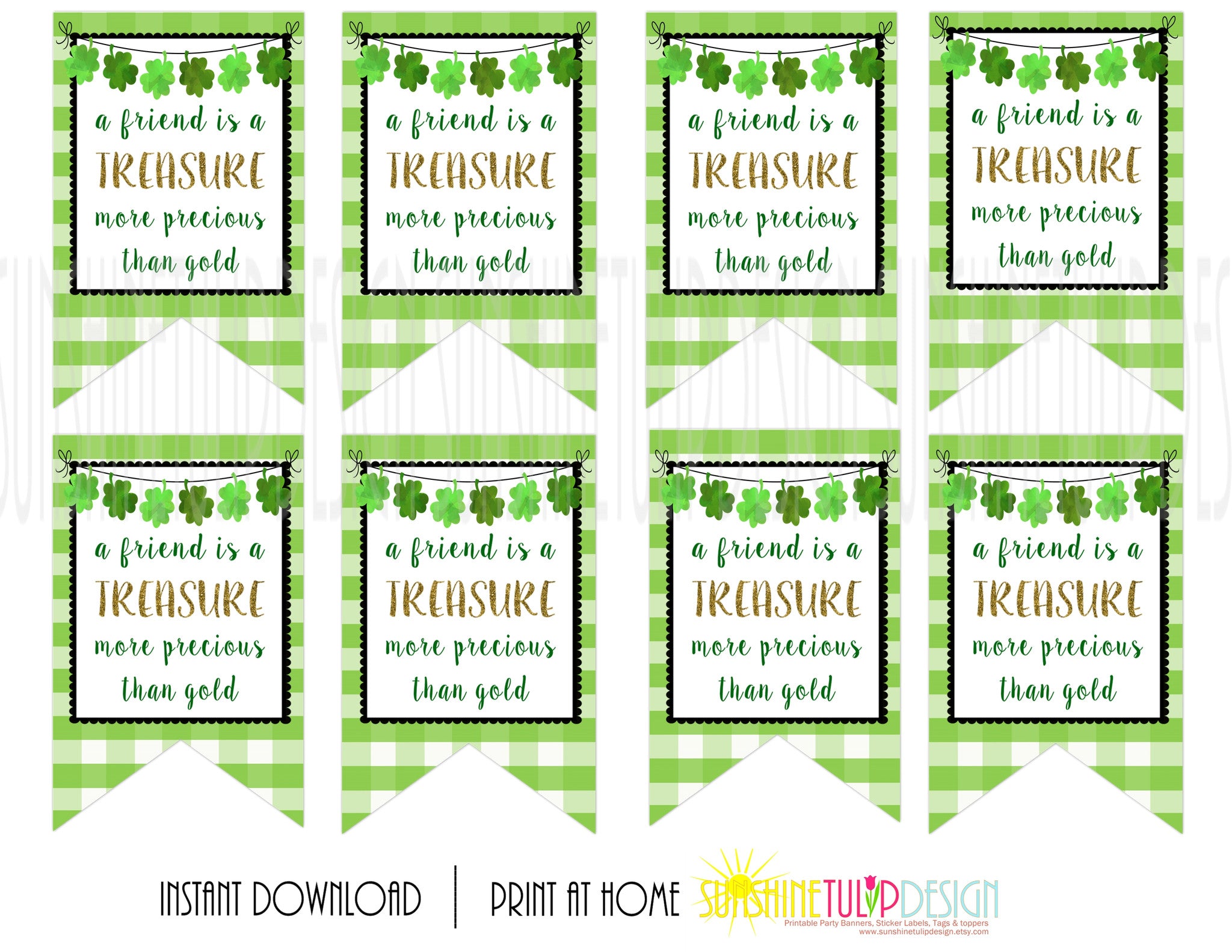 Printable St Patrick's Day Gift Tags, Friends are a Treasure Tag, Gree -  Sunshinetulipdesign