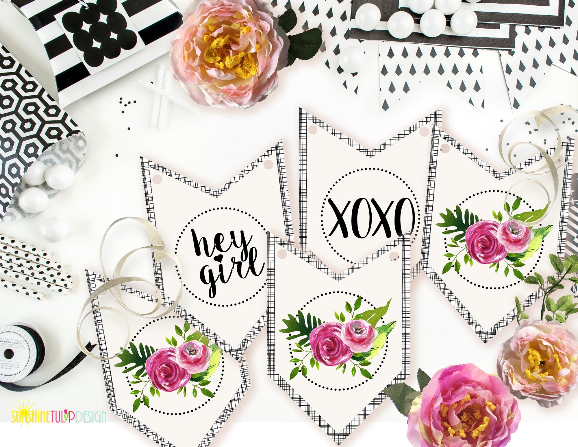 Printable Besties, Bites & Bubbly Galentines Collection, Printable Valentines Decorations, Printable Galentines Party by SUNSHINETULIPDESIGN