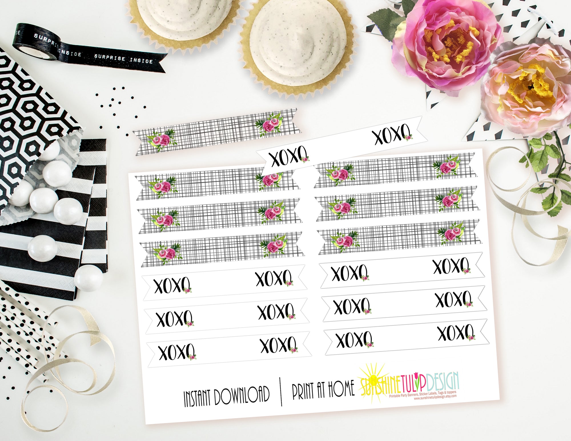 Printable Besties, Bites & Bubbly Galentines Collection, Printable Valentines Decorations, Printable Galentines Party by SUNSHINETULIPDESIGN