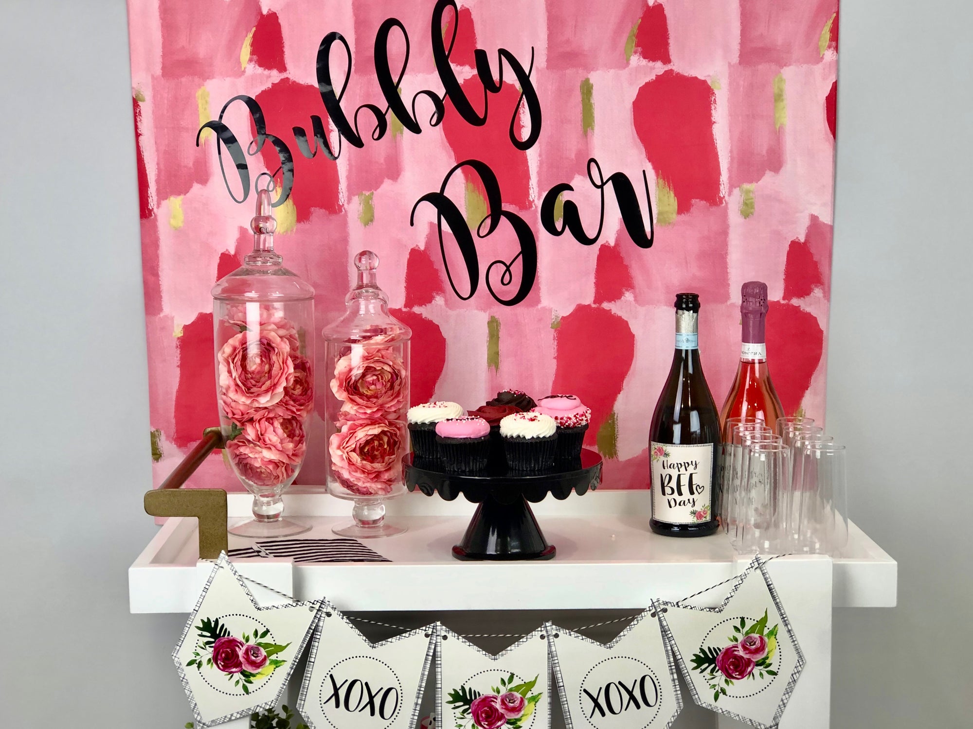 Printable Besties, Bites & Bubbly Galentines Collection, Printable Valentines Decorations, Printable Galentines Party by SUNSHINETULIPDESIGN