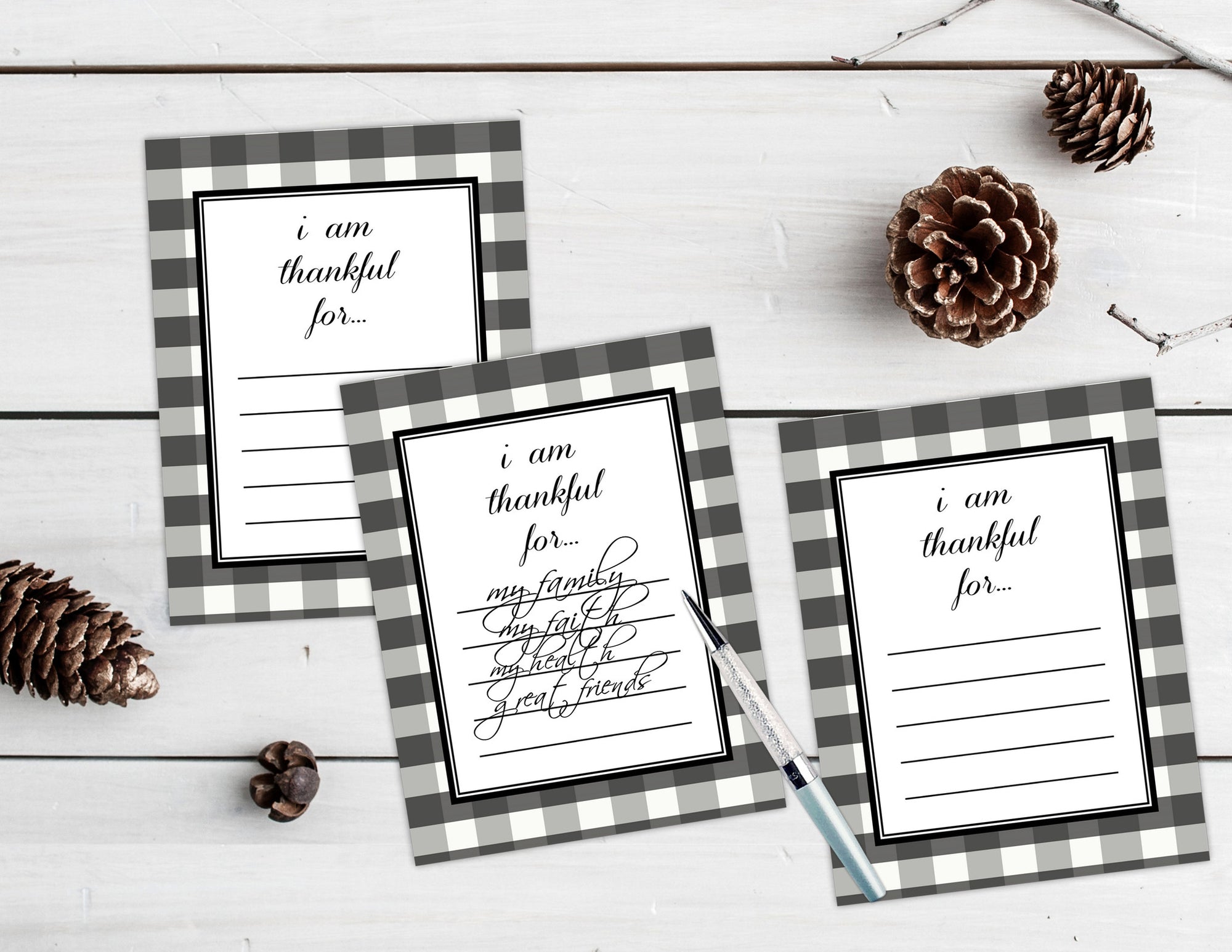 Printable Give Thanks Collection Decor, Printable Buffalo Plaid Thanksgiving Decorations, Food Tent Cards, Wall Decor - Sunshinetulipdesign - 3
