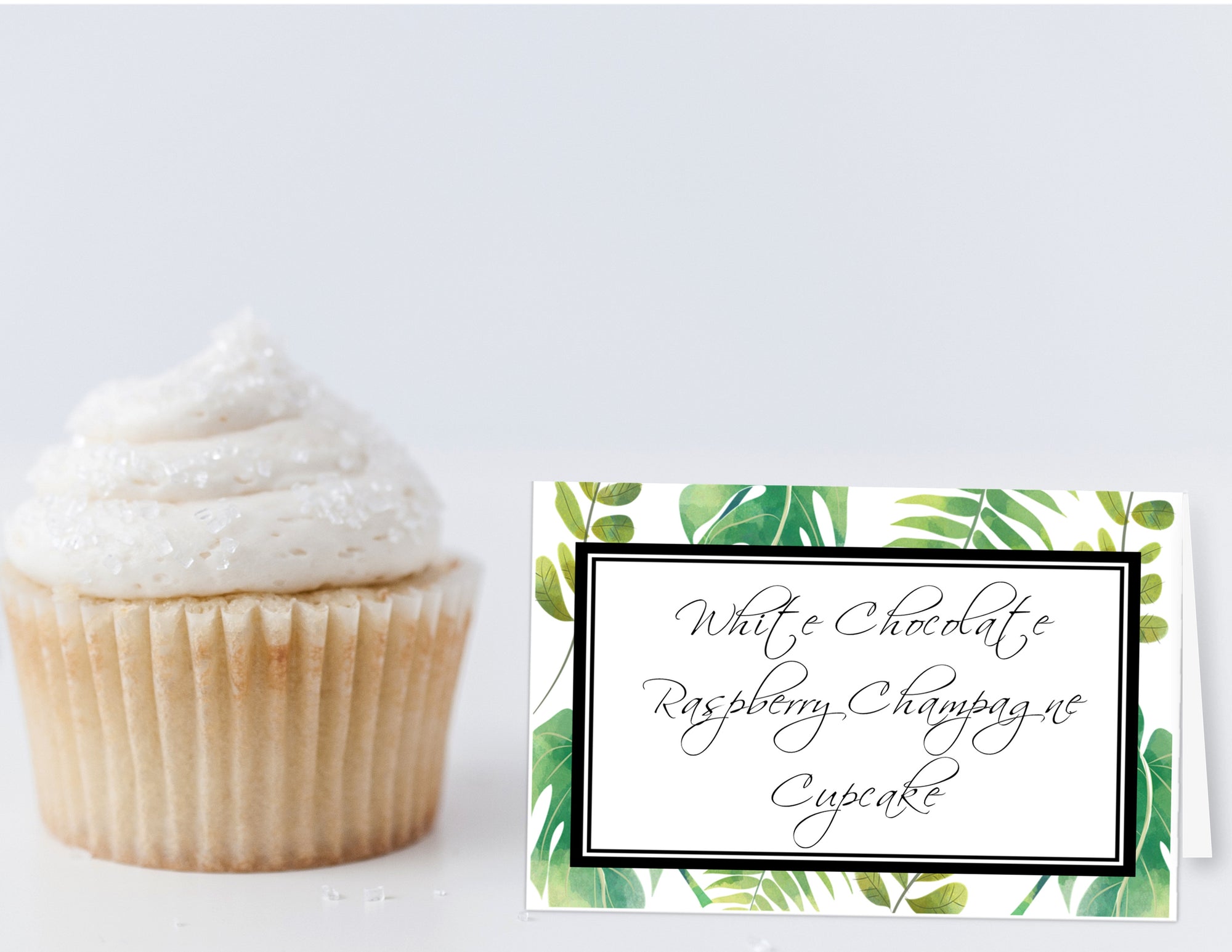 Printable Greenery Food Label Tent Cards, Green and White All Occasion cards by SUNSHINETULIPDESIGN