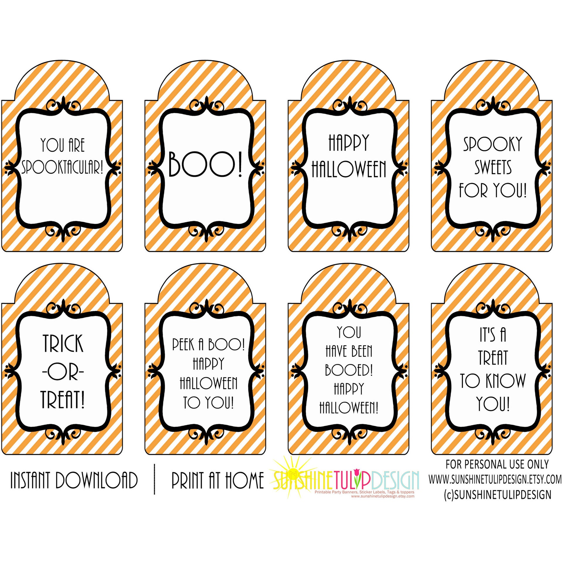 Printable Halloween Gift Tags, You have been BOOED Gift Tags by SUNSHINETULIPDESIGN - Sunshinetulipdesign - 2