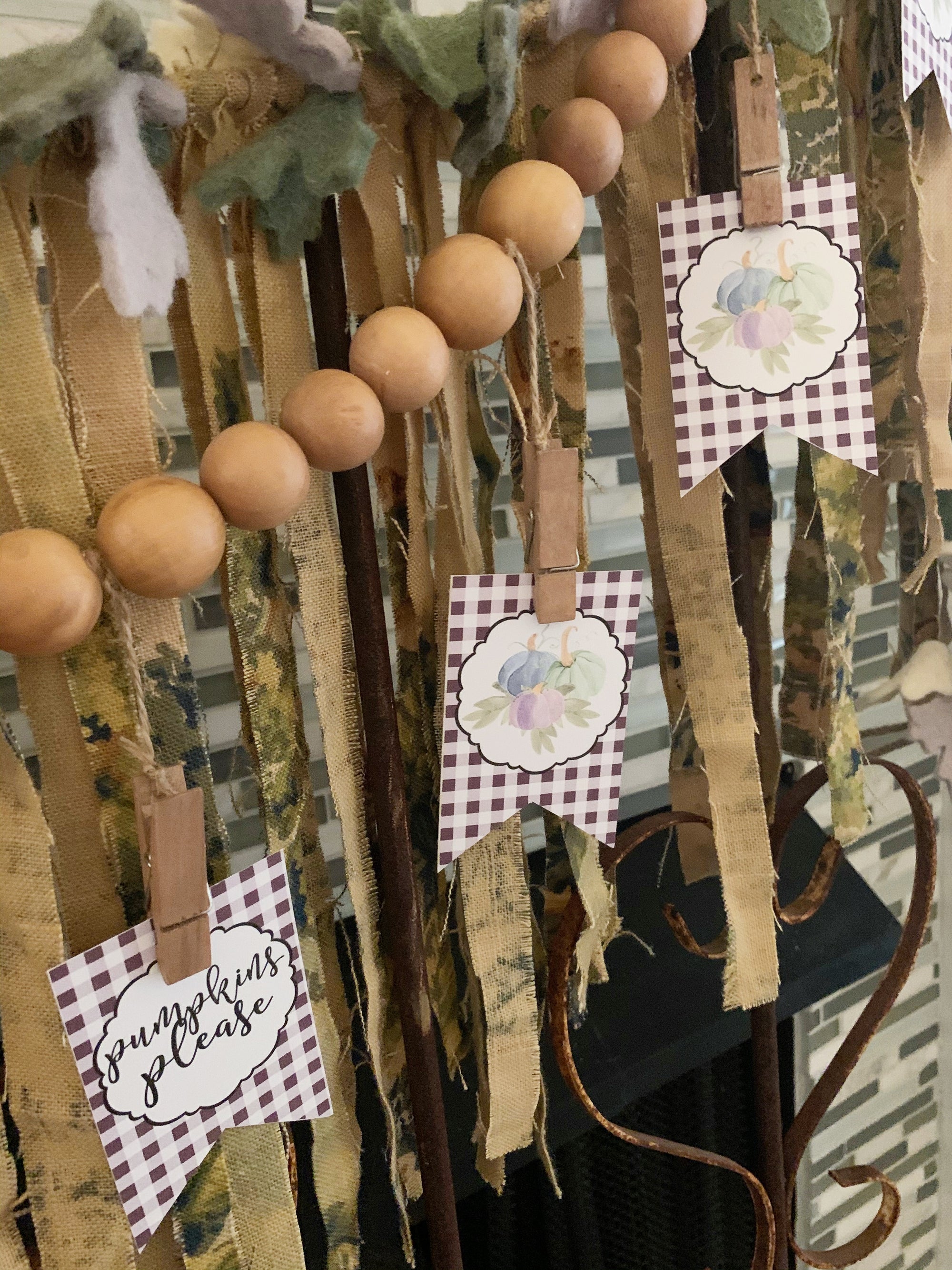 Pumpkin Buffalo Plaid Fall Tags, Eggplant Buffalo Plaid Autumn Gift Tags by SUNSHINETULIPDESIGN