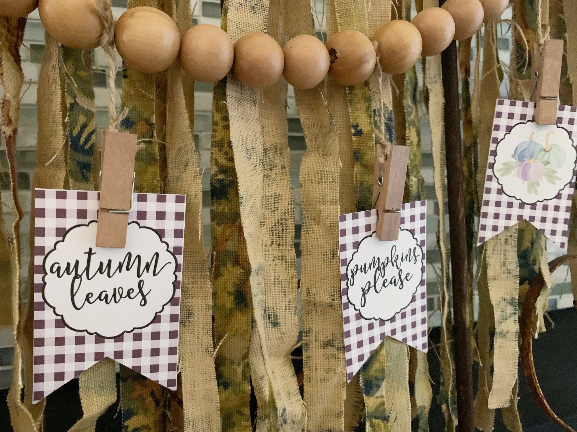 Pumpkin Buffalo Plaid Fall Tags, Eggplant Buffalo Plaid Autumn Gift Tags by SUNSHINETULIPDESIGN