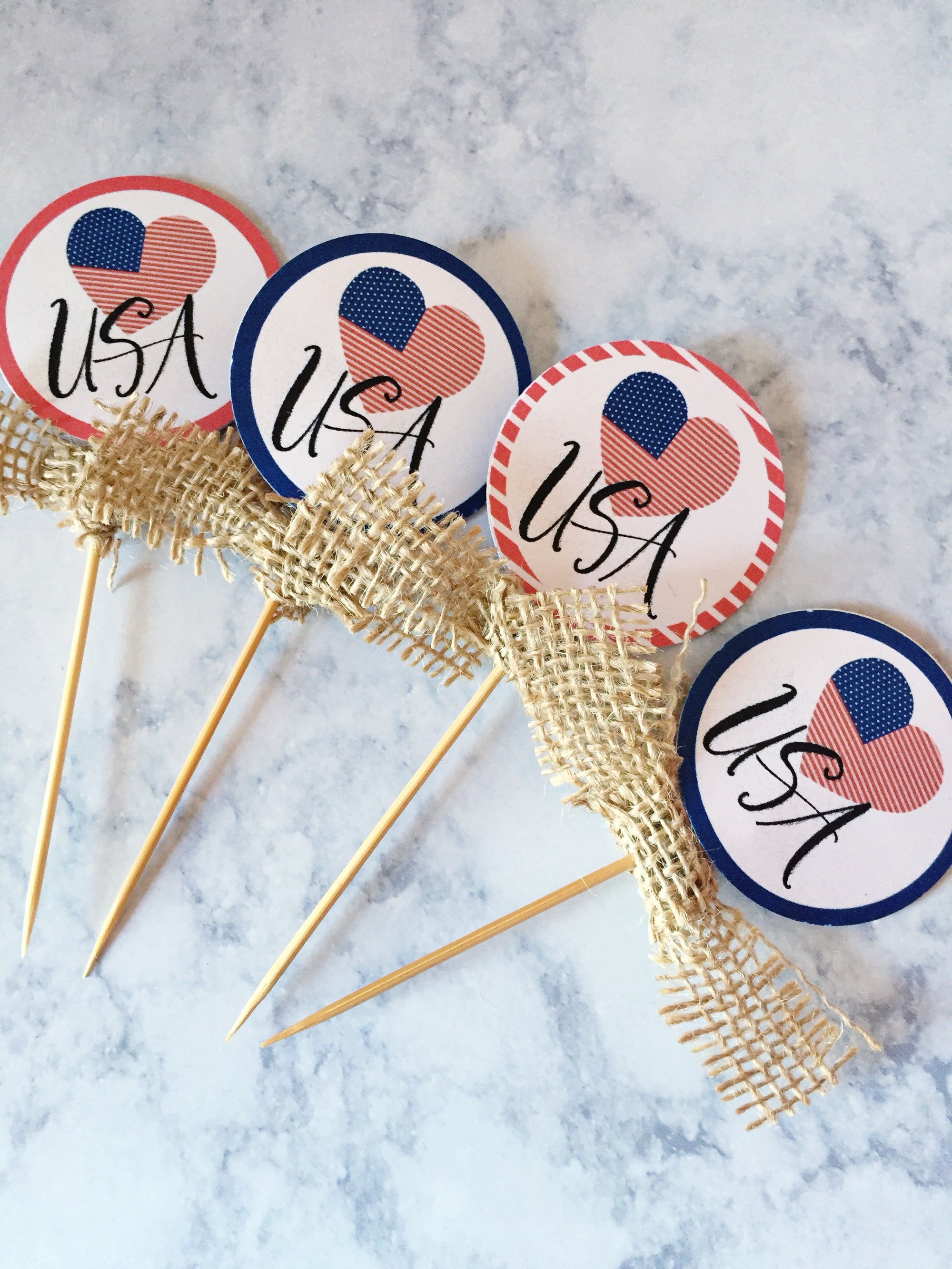 Printable 4th of July Decorations, Printable Patriotic Party Decorations, Printable Memorial Day Decorations by SUNSHINETULIPDESIGN